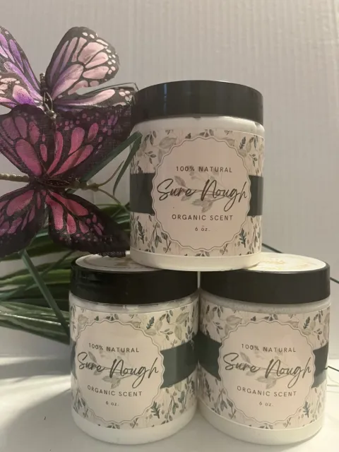 Sure Nough organic body butter displayed with purple butterflies